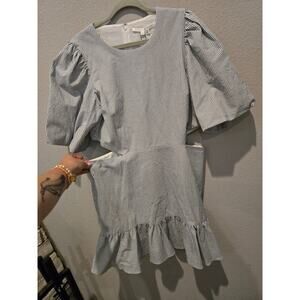 Veronica Beard Women's Iker Cut-Out Mini Dress Blue Striped Size 14